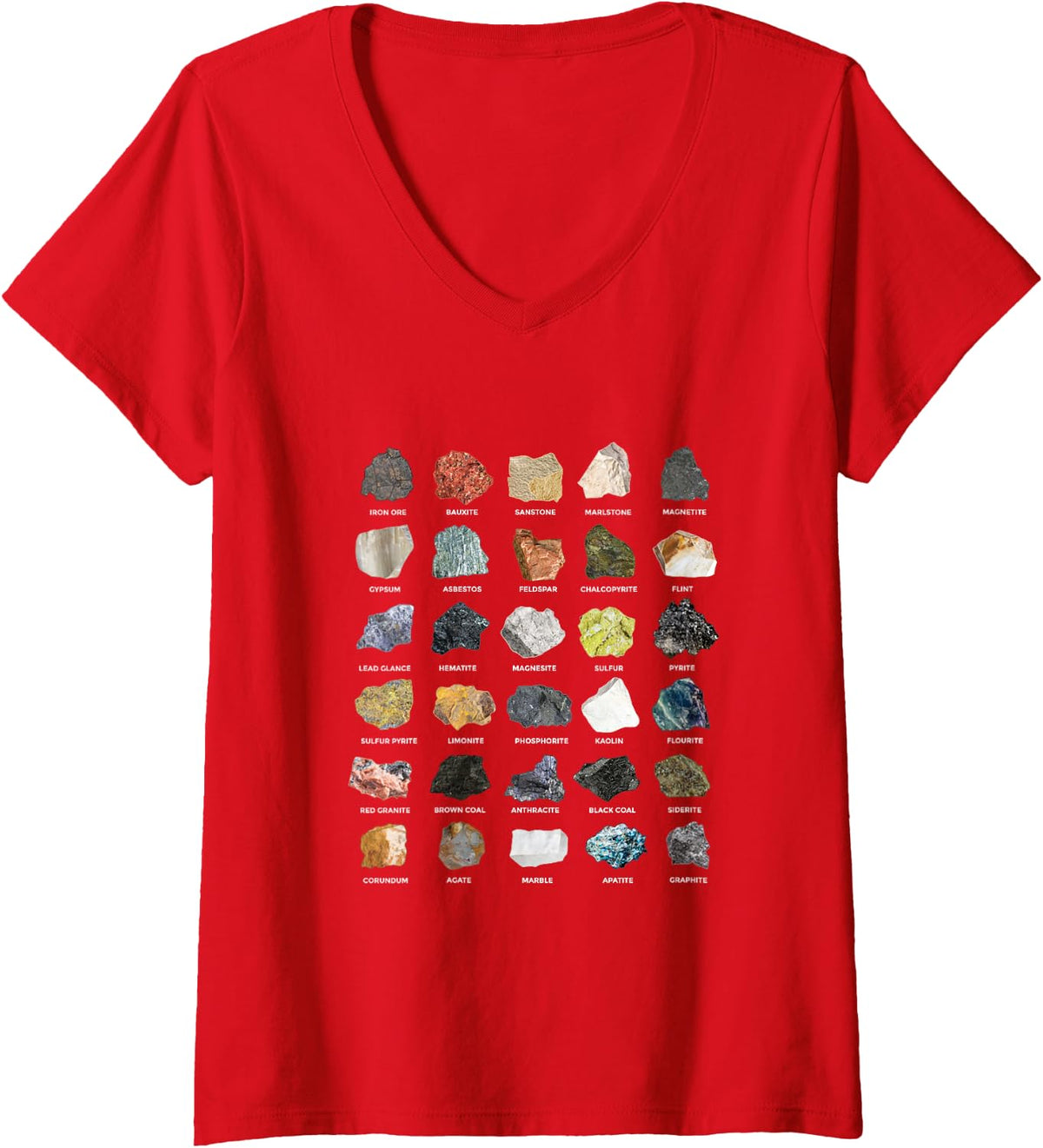 Women's Rock Collector Geology Geologists V-Neck T-Shirt - Red