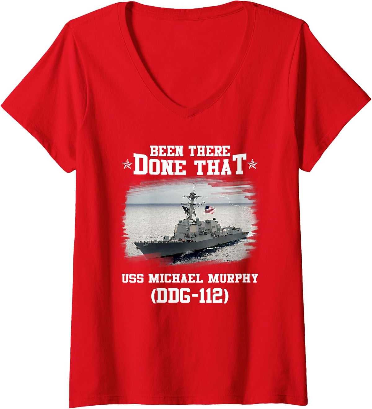 Women's USS Michael Murphy DDG-112 Veterans Day V-Neck T-Shirt - Red
