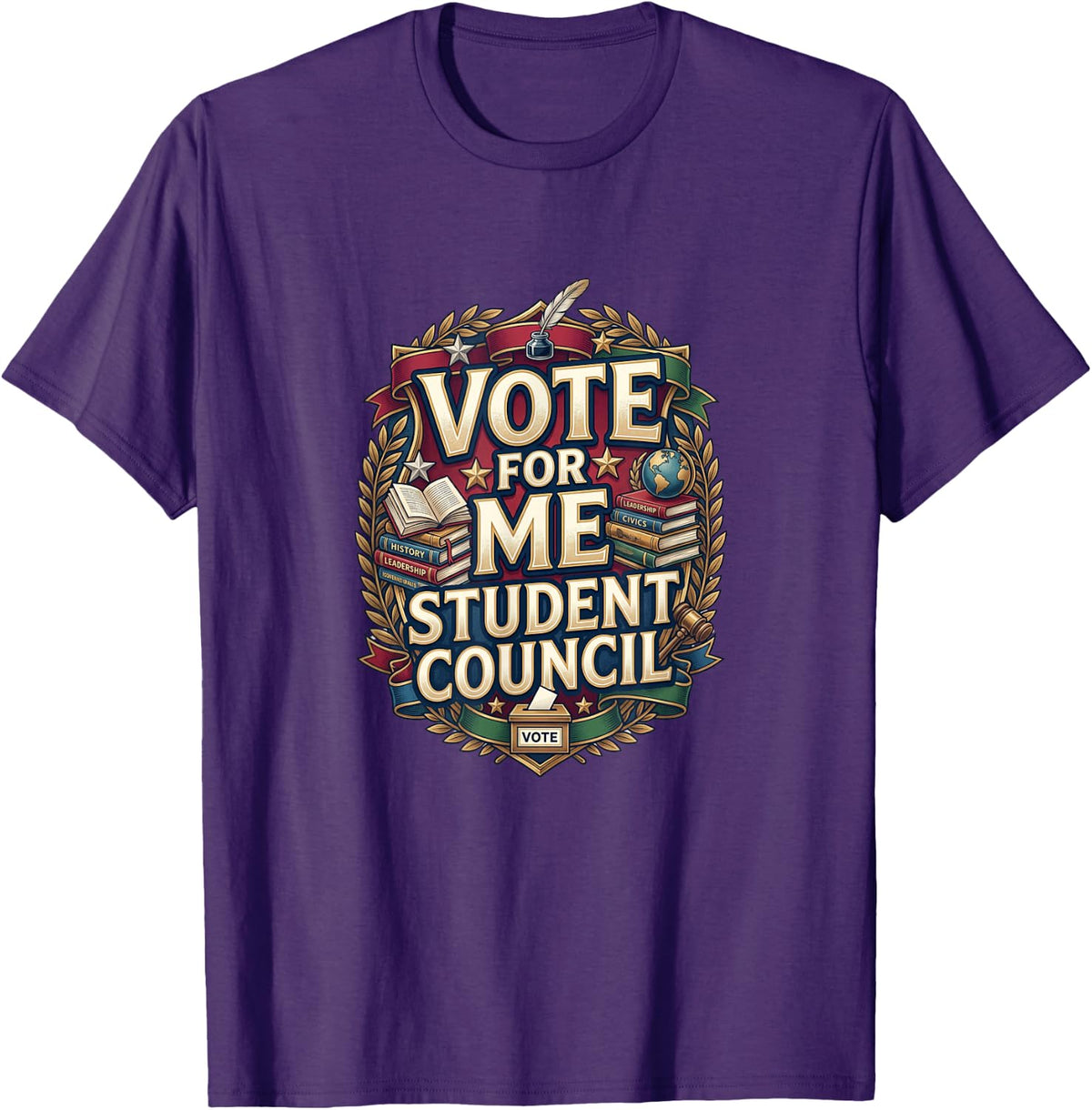 Vote for Me Student Council Great Vibes School Election Day T-Shirt - Purple