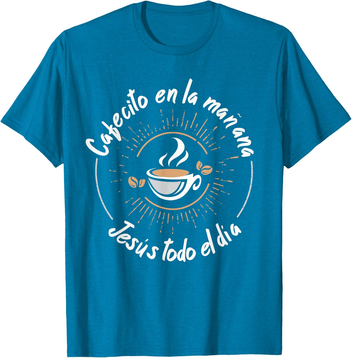 Cafecito Y Jesus mensaje Cristiano Christian Spanish T-Shirt - Sapphire Blue