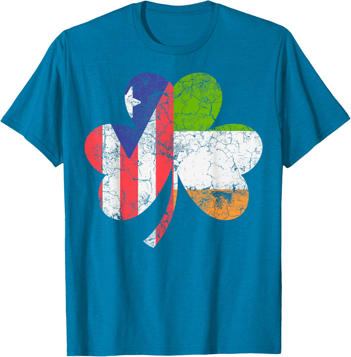 Irish Puerto Rican Flag Ireland Shamrock St Patricks Day Tee T-Shirt - Sapphire Blue