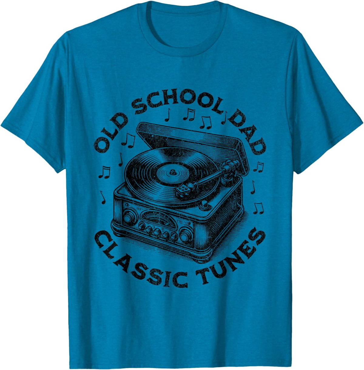Old School Dad Father's Day Vinyl Record Player Retro Gifts T-Shirt - Sapphire Blue