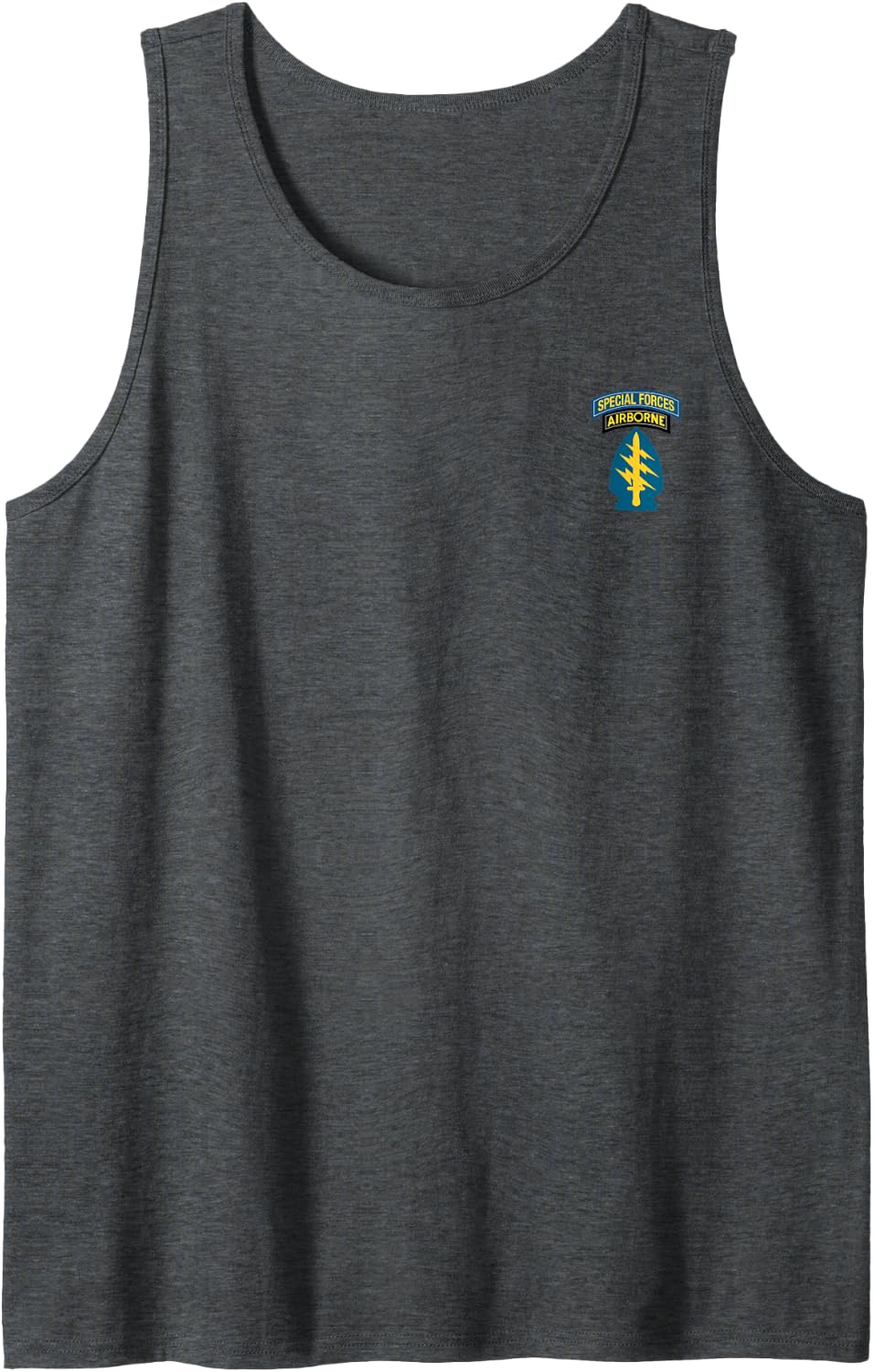 1st Special Forces Command Airborne Veteran Logo Patriotic Tank Top - Dark Heather Grey