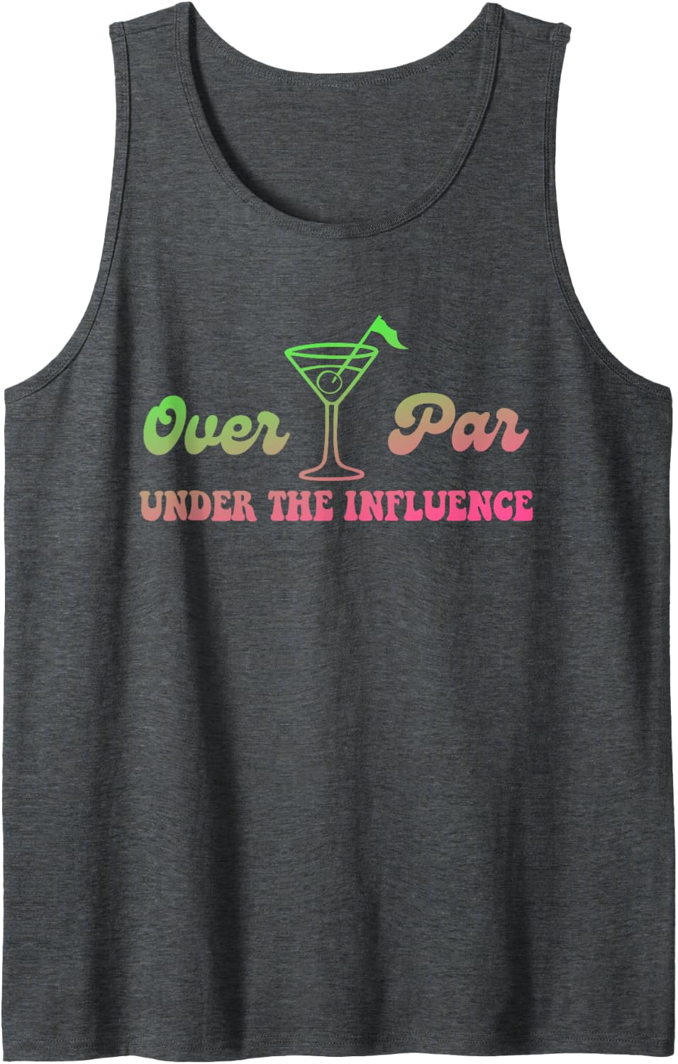 Over Par and Under The Influence Funny Golf Drinking Tank Top - Dark Heather Grey