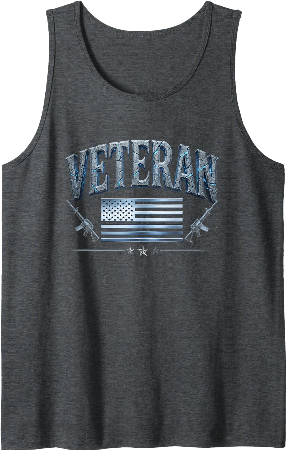 Proud Veterans Day USA United States America American Flag Tank Top - Dark Heather Grey