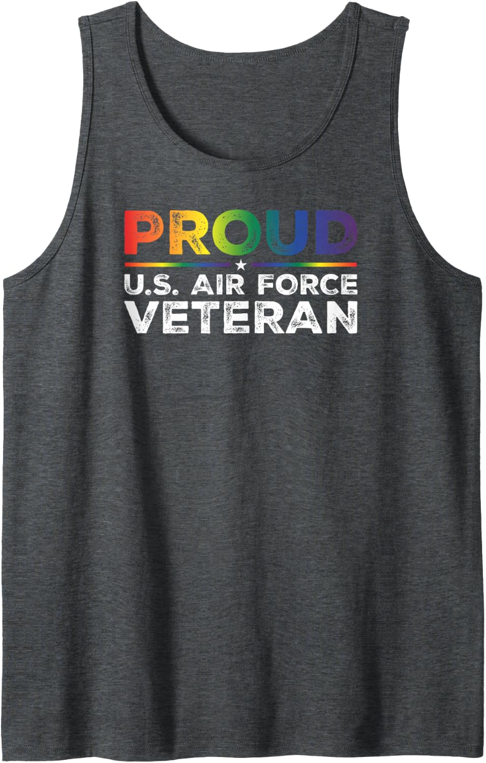 Proud U.S. Air Force Veteran Gay Proud Rainbow Flag Tank Top - Dark Heather Grey