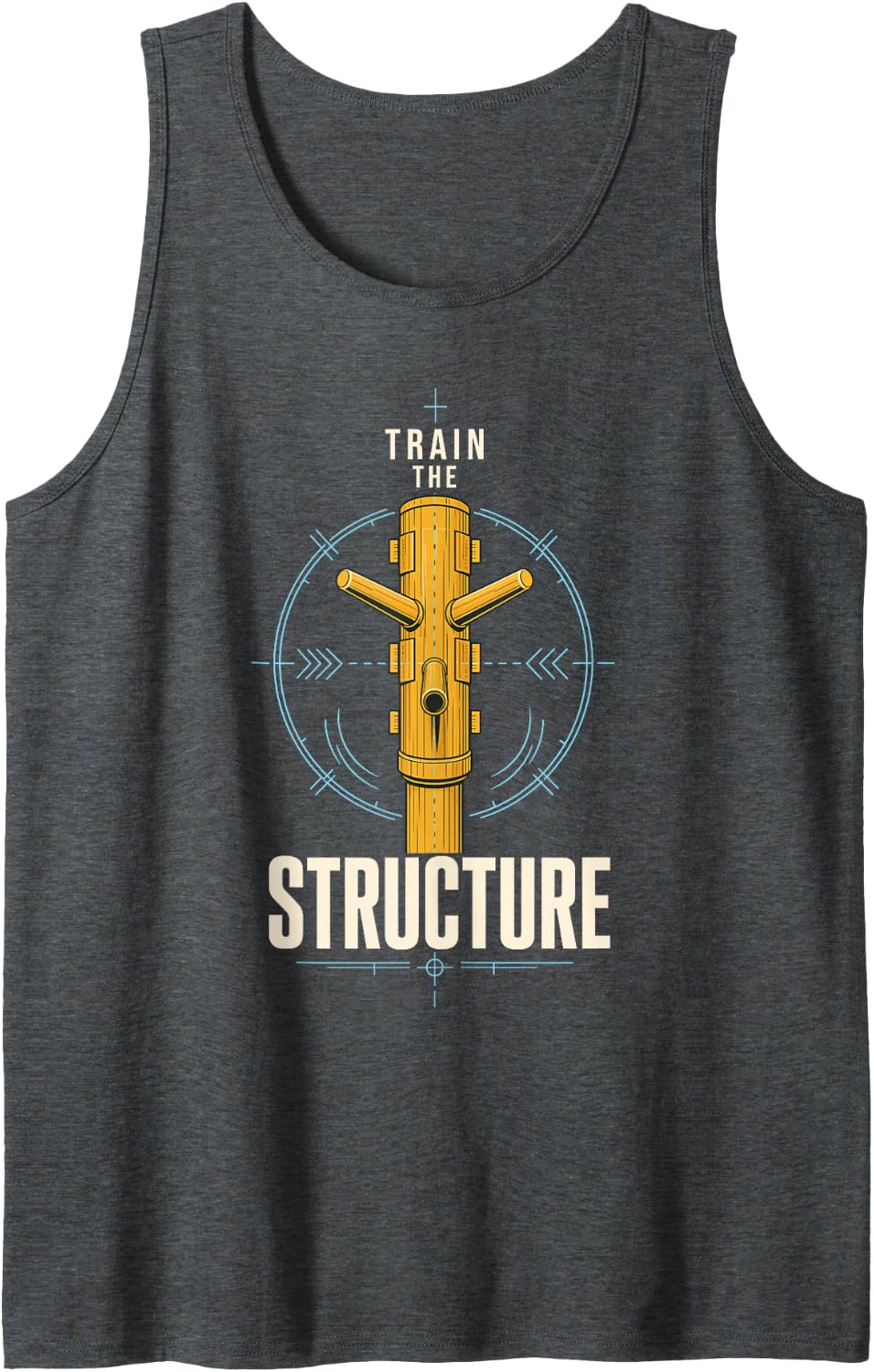 Wing Chun Dummy Train The Structure Martial Arts Sleeveless Tank Top - Dark Heather Grey