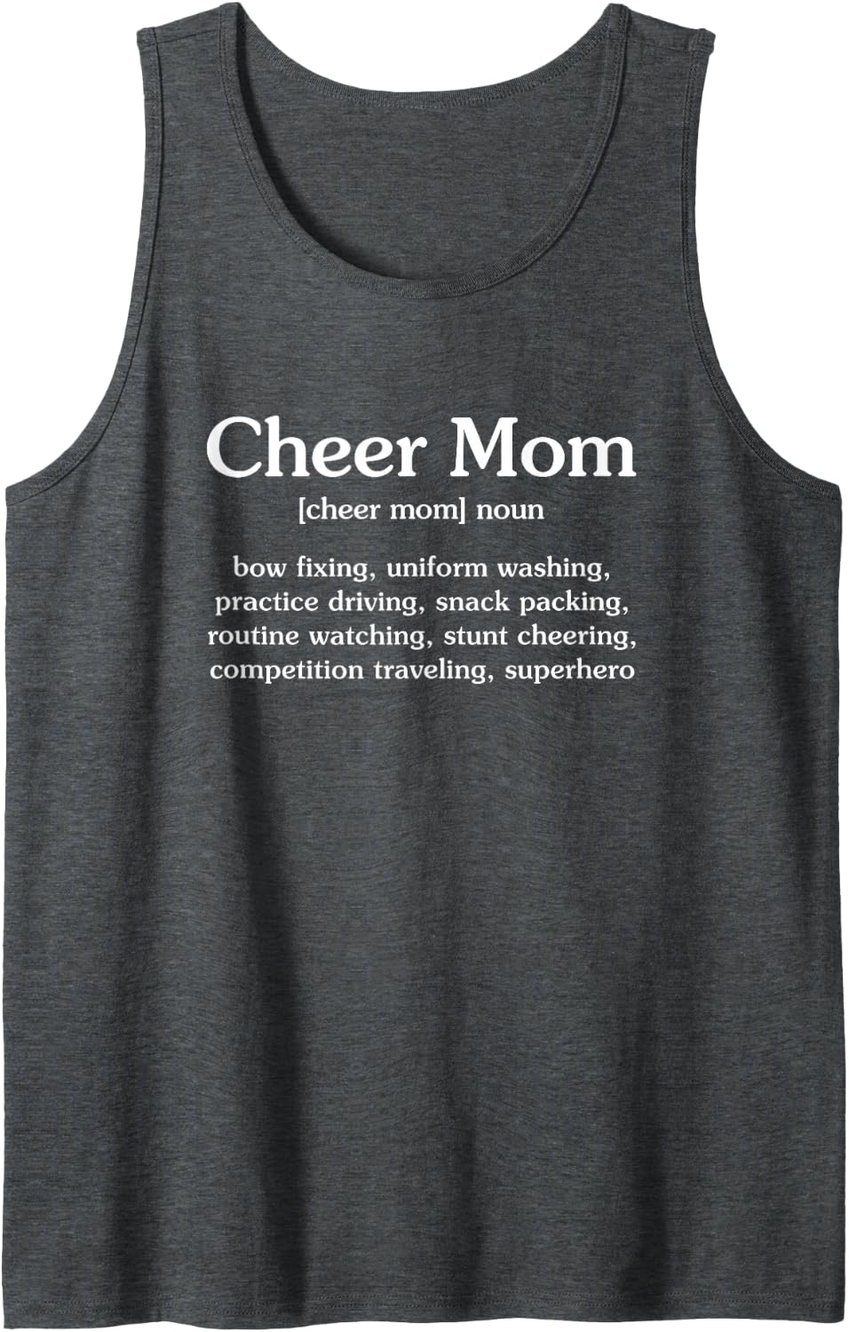 Cheer Mom Definition Bow Fixing Cheerleading Sleeveless Tank Top - Dark Heather Grey