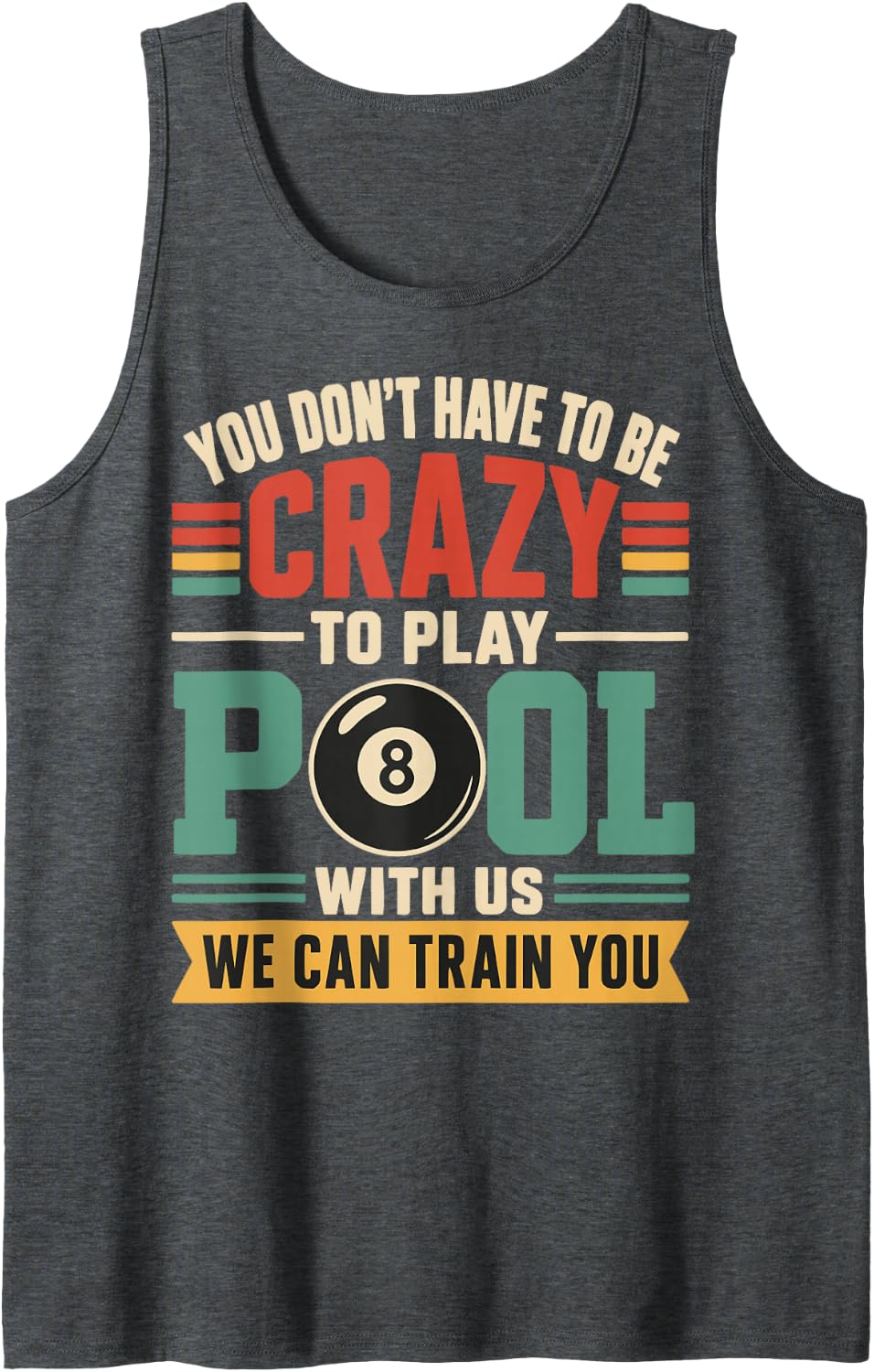 Vintage Billiards Team Group Crew Pool Player Sleeveless Tank Top - Dark Heather Grey