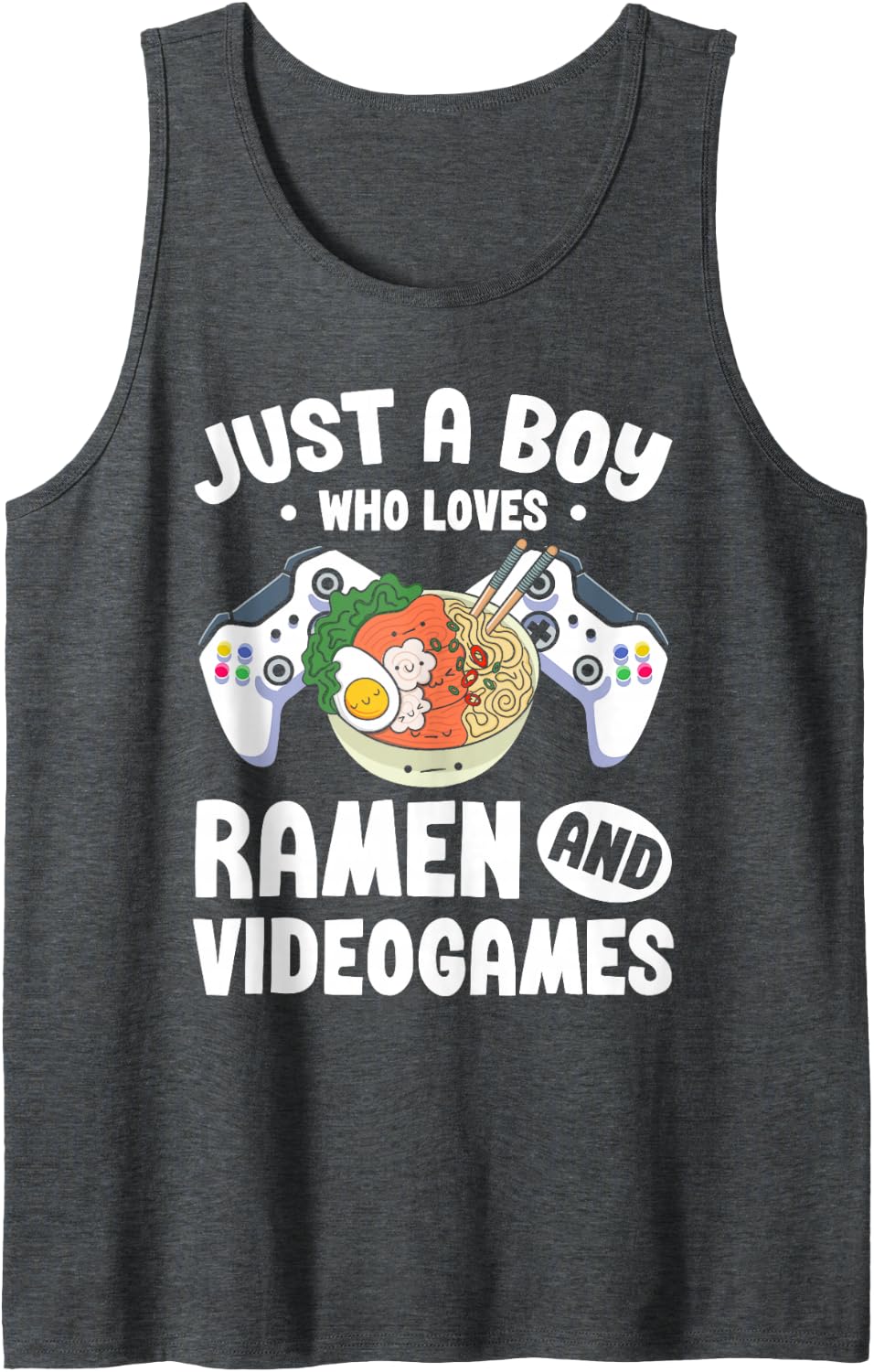 Ramen Japan Noodles Video Game Anime Sleeveless Tank Top - Dark Heather Grey
