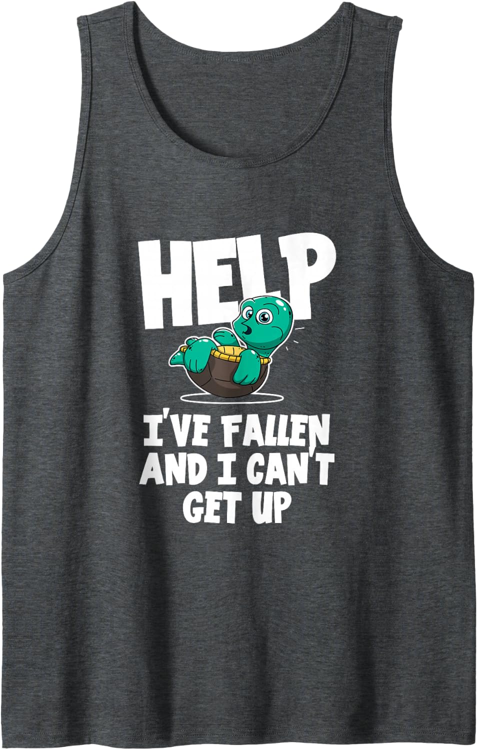 Sea Turtle Owner Design for Tortoise Lover - I Can't Get Up Tank Top - Dark Heather Grey