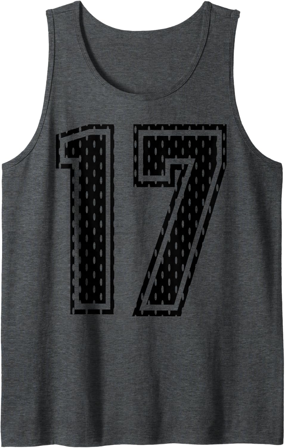 Black Number 17 Sports Fan #17 Jersey Shirt Team Player Tank Top - Dark Heather Grey