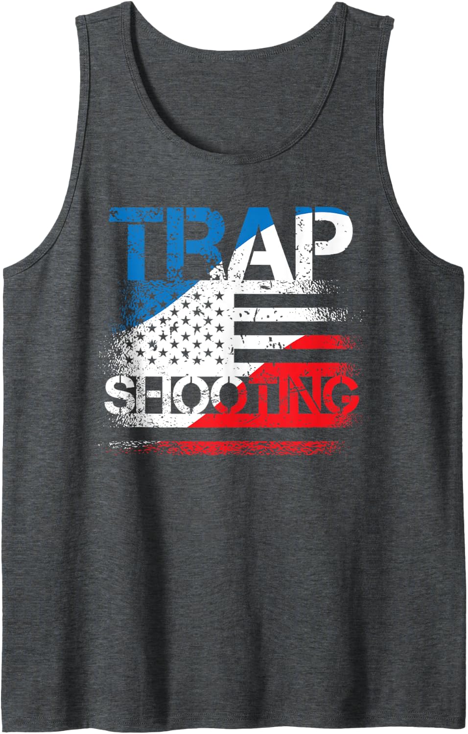 Clay Trap Shooting USA Flag Pigeon Skeet Shooter 4th of July Tank Top - Dark Heather Grey