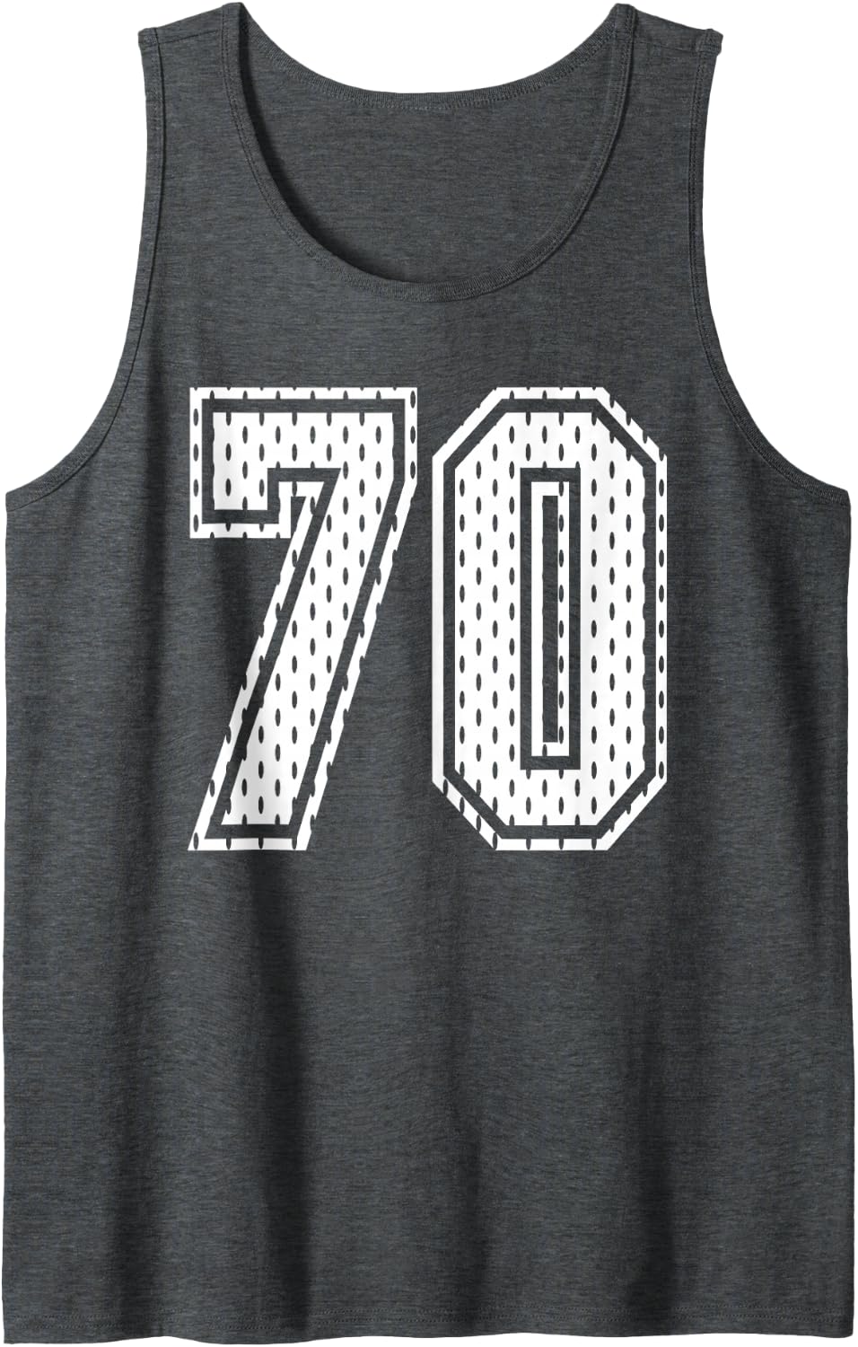 White Number 70 Sports Fan #70 Jersey Shirt Team Player Tank Top - Dark Heather Grey