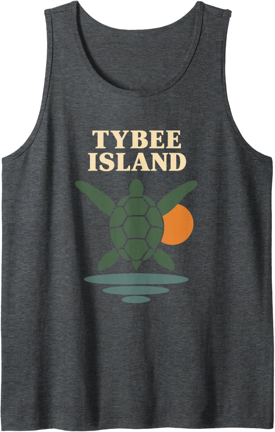 Tybee Island Sea Turtle Retro Travel Poster Sleeveless Tank Top - Dark Heather Grey