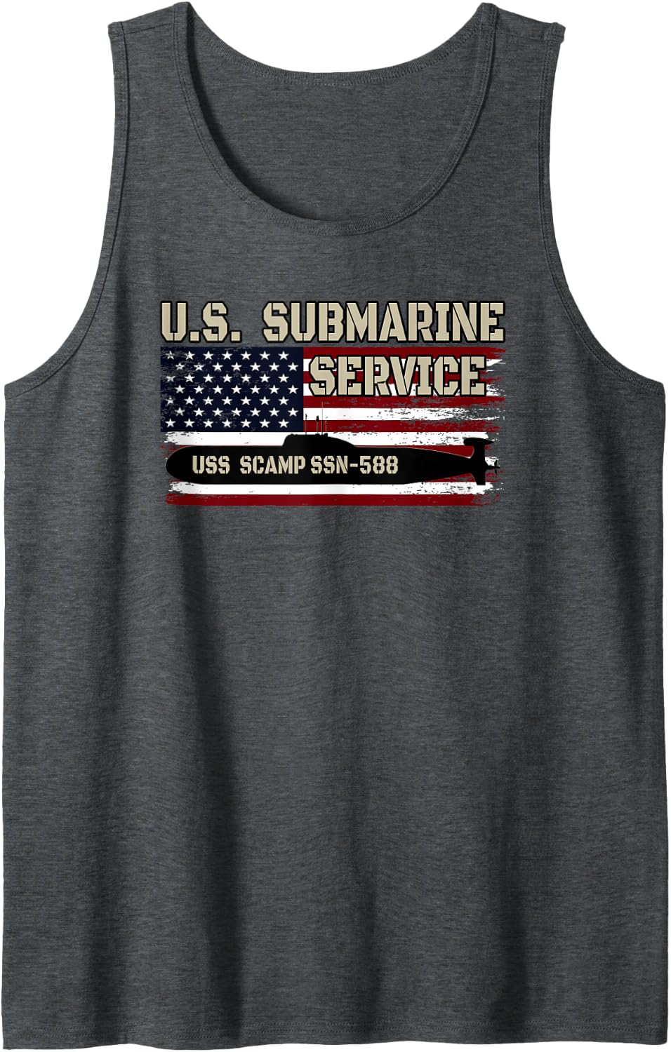 USS Scamp SSN-588 Submarine Veterans Day Father's Day Tank Top - Dark Heather Grey