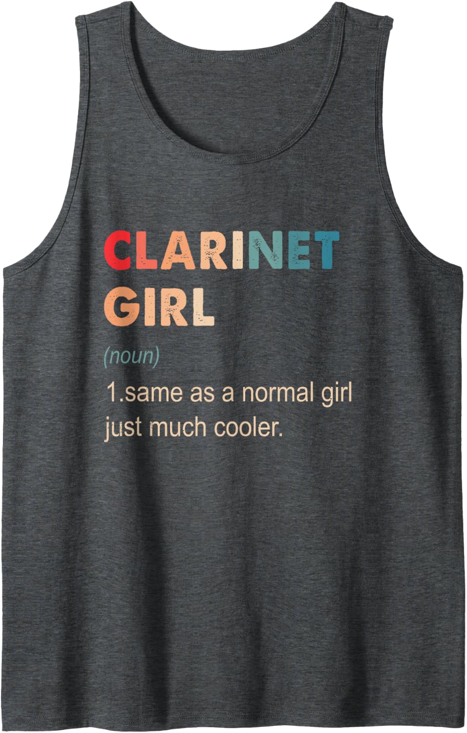 Clarinet Girl Definition Funny Clarinet Lover Gift for Girls Sleeveless Tank Top - Dark Heather Grey