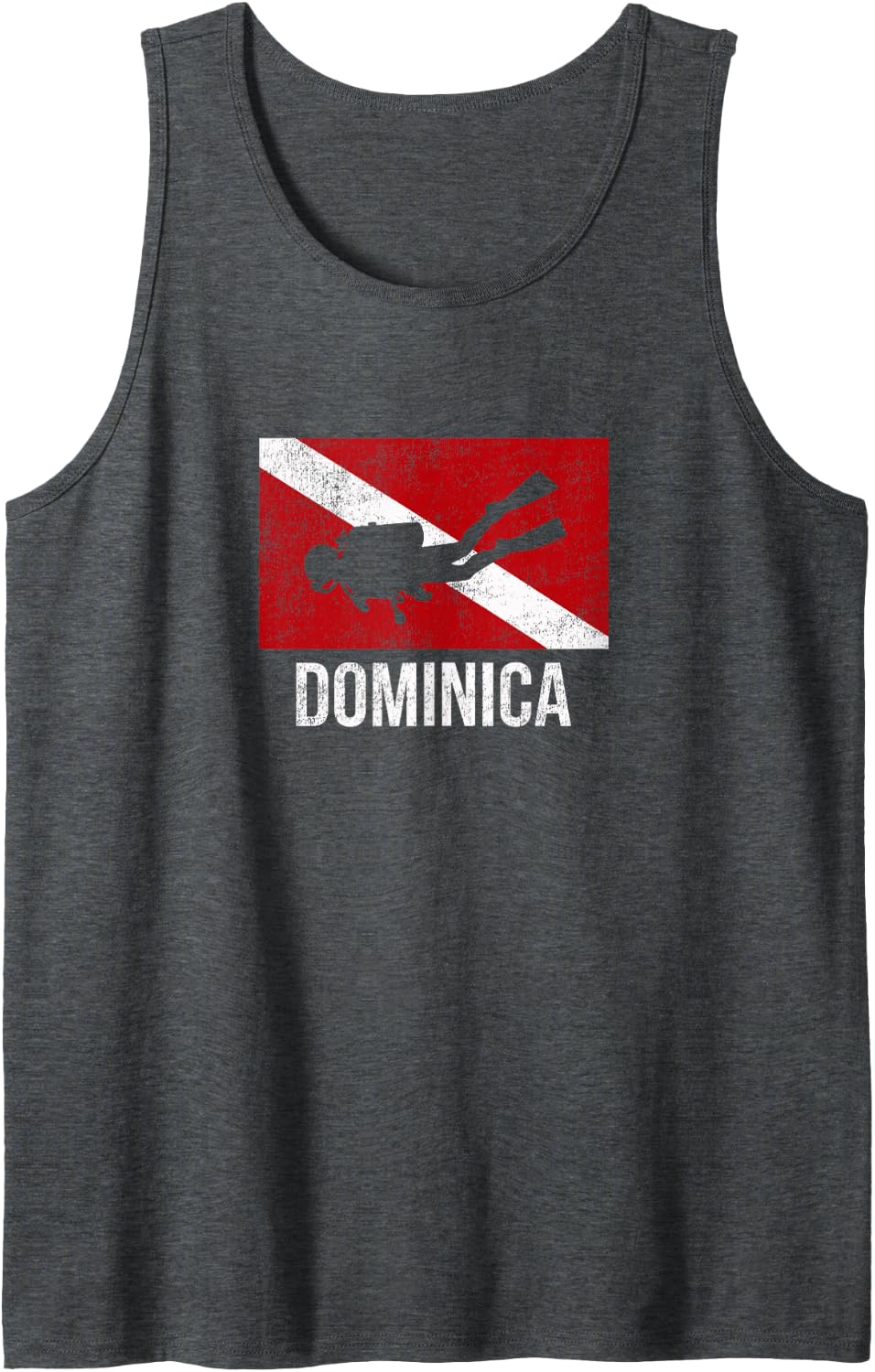Dominica Scuba Diving Diver Dive Flag Gift Tank Top - Dark Heather Grey