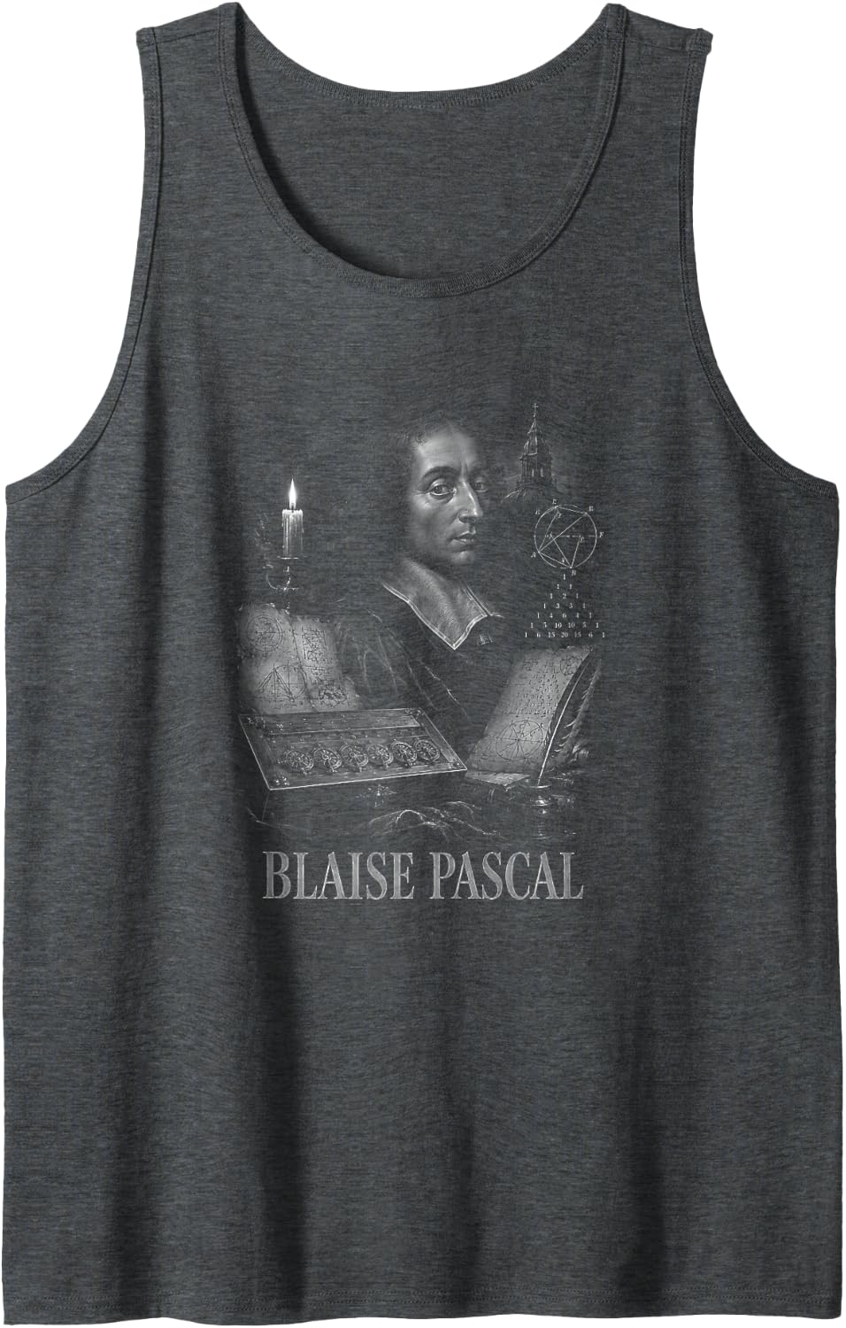 Blaise Pascal Mathematics Philosophy Scholar Tank Top - Dark Heather Grey
