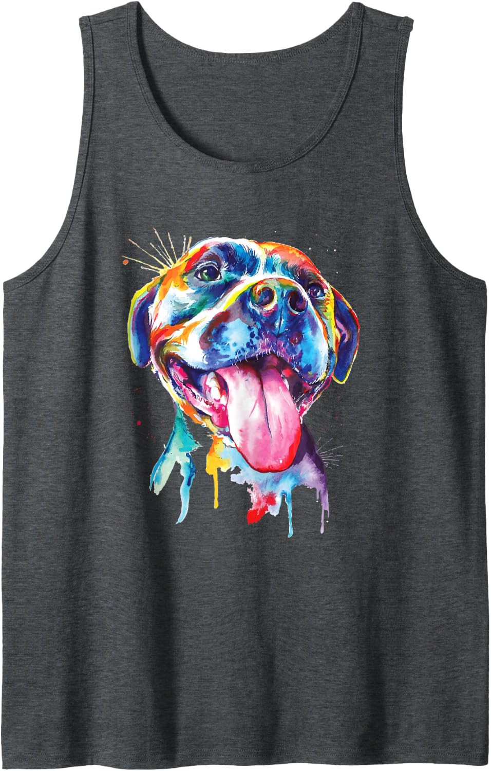 Pitbull Artistic Splash Art Animal Colourful Dog Breed Gift Tank Top - Dark Heather Grey