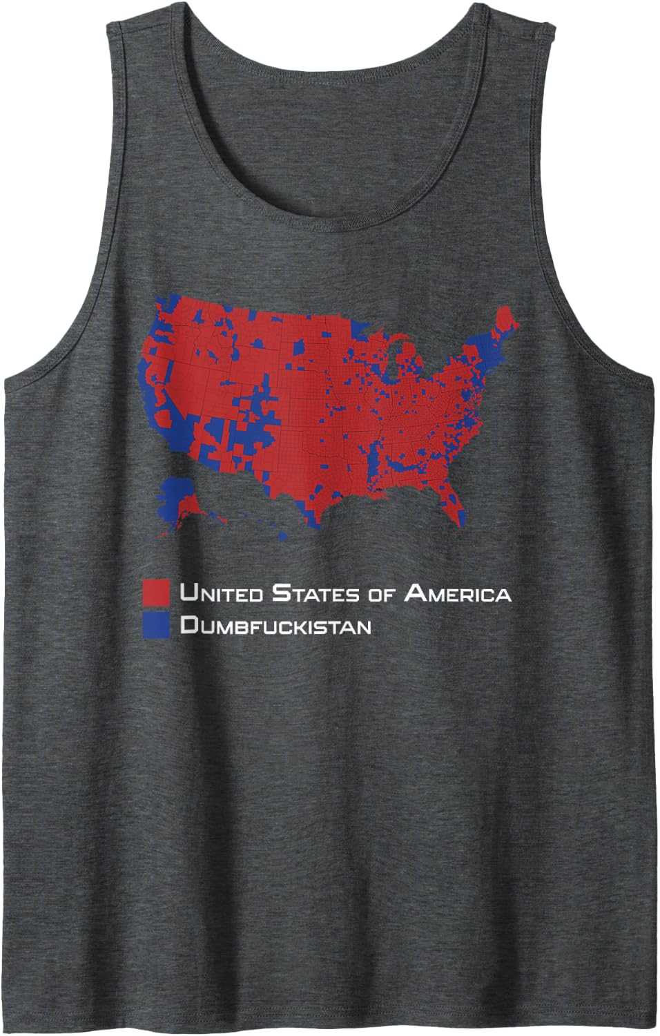 Election Map 2024 United States of America Dumbfuckistan Sleeveless Tank Top - Dark Heather Grey