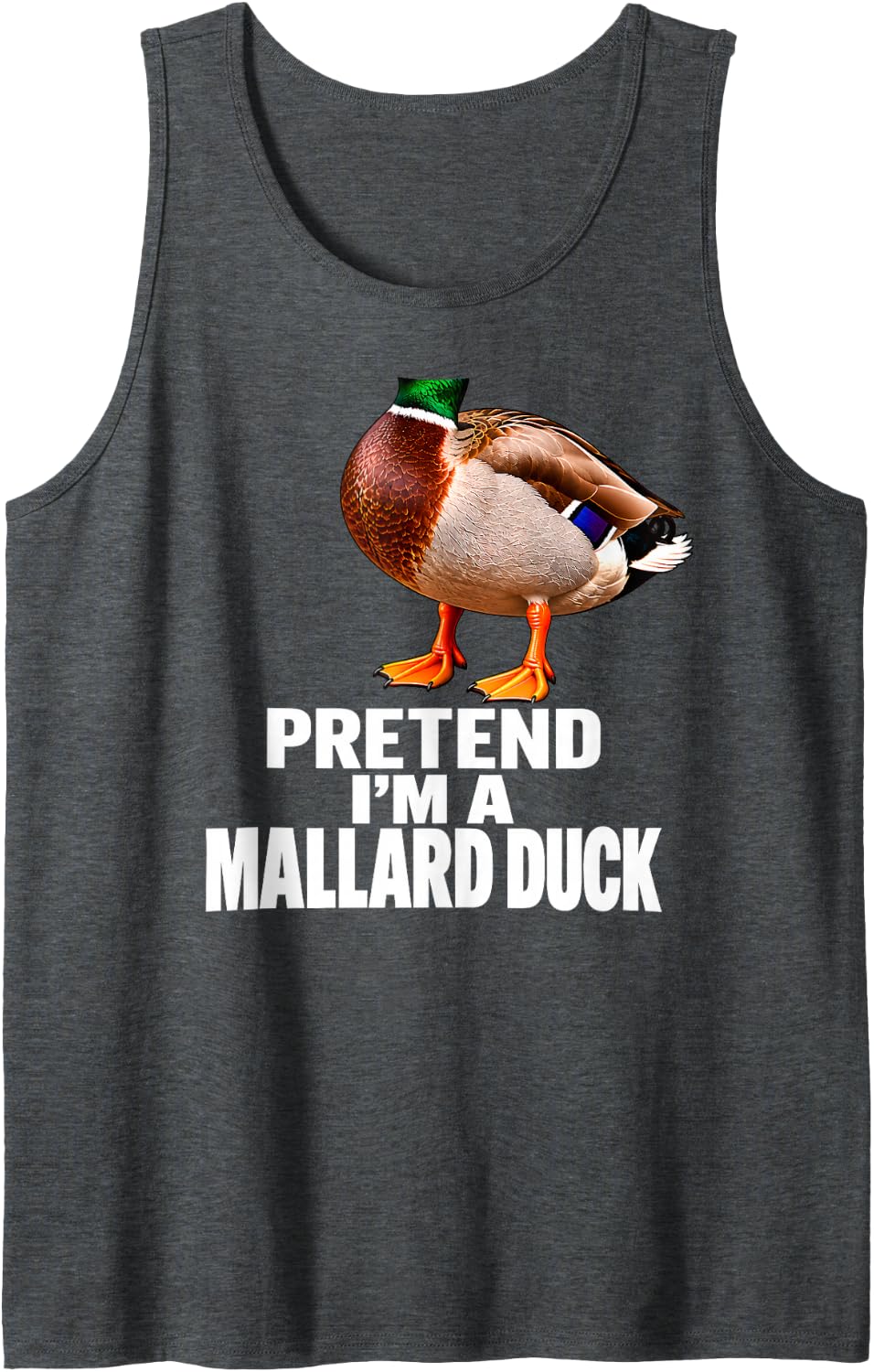 Pretend I’m a Mallard Duck Costume Halloween Sleeveless Tank Top - Dark Heather Grey