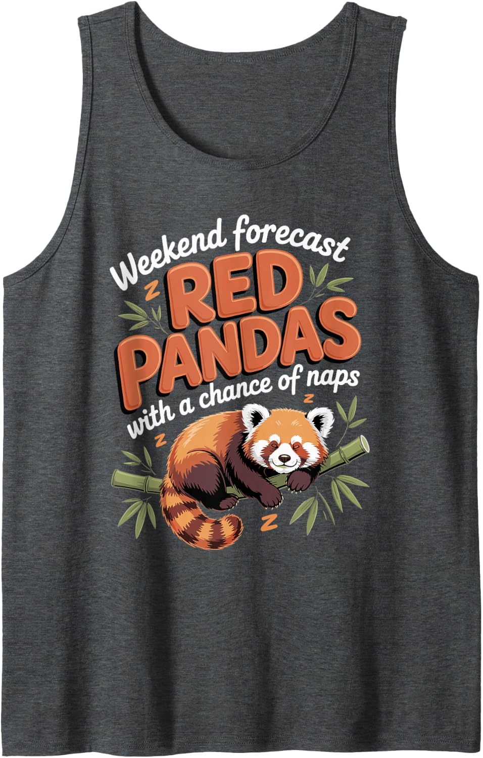Weekend Forecast Red Pandas with Naps Wildlife Sleeveless Tank Top - Dark Heather Grey