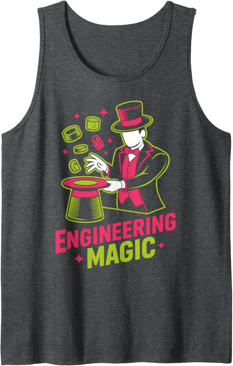 Engineering Magic Magician Design Sleeveless Tank Top - Dark Heather Grey