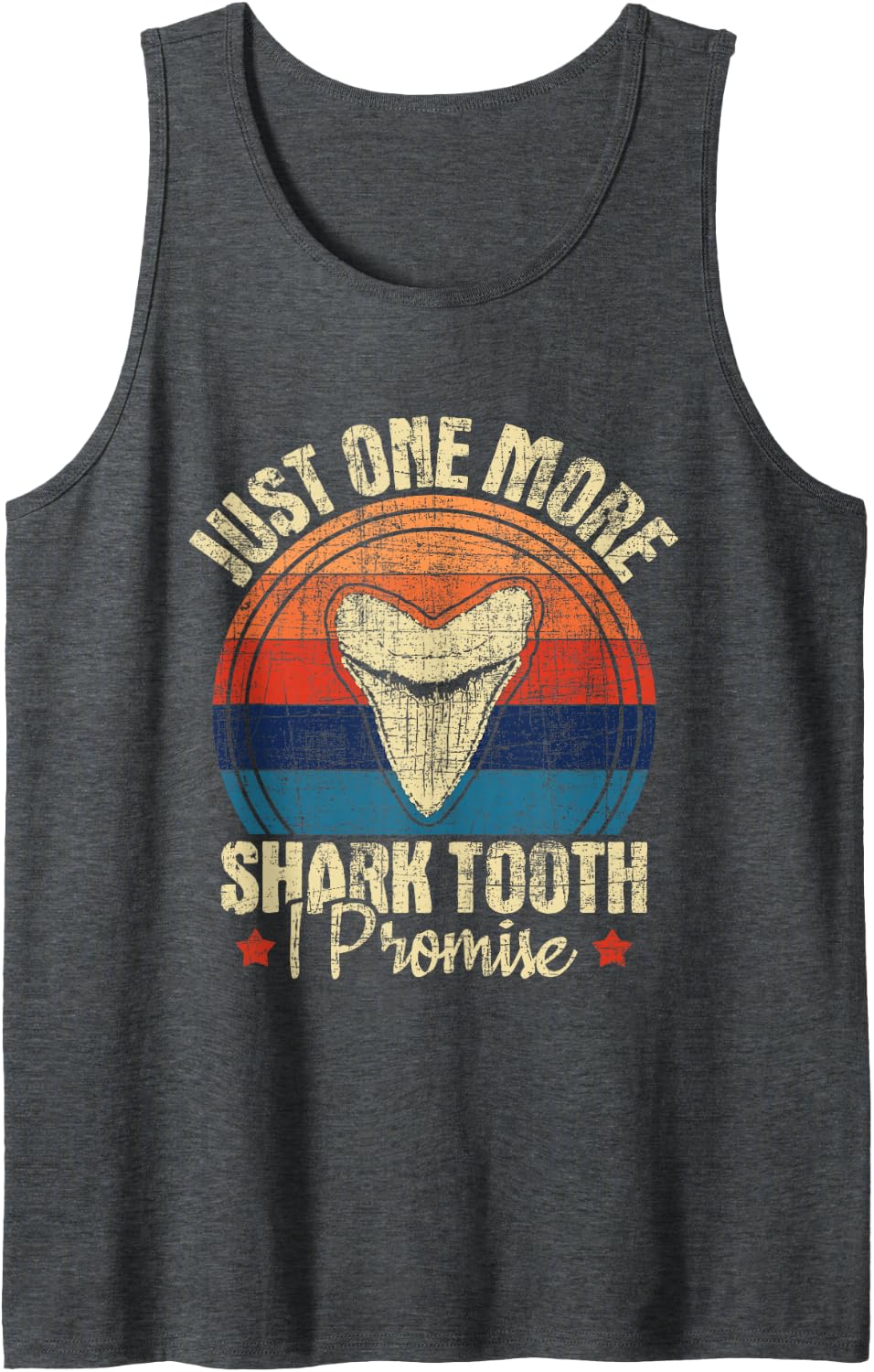 Just One More Shark Tooth I Promise - Retro Fossil Tank Top - Dark Heather Grey