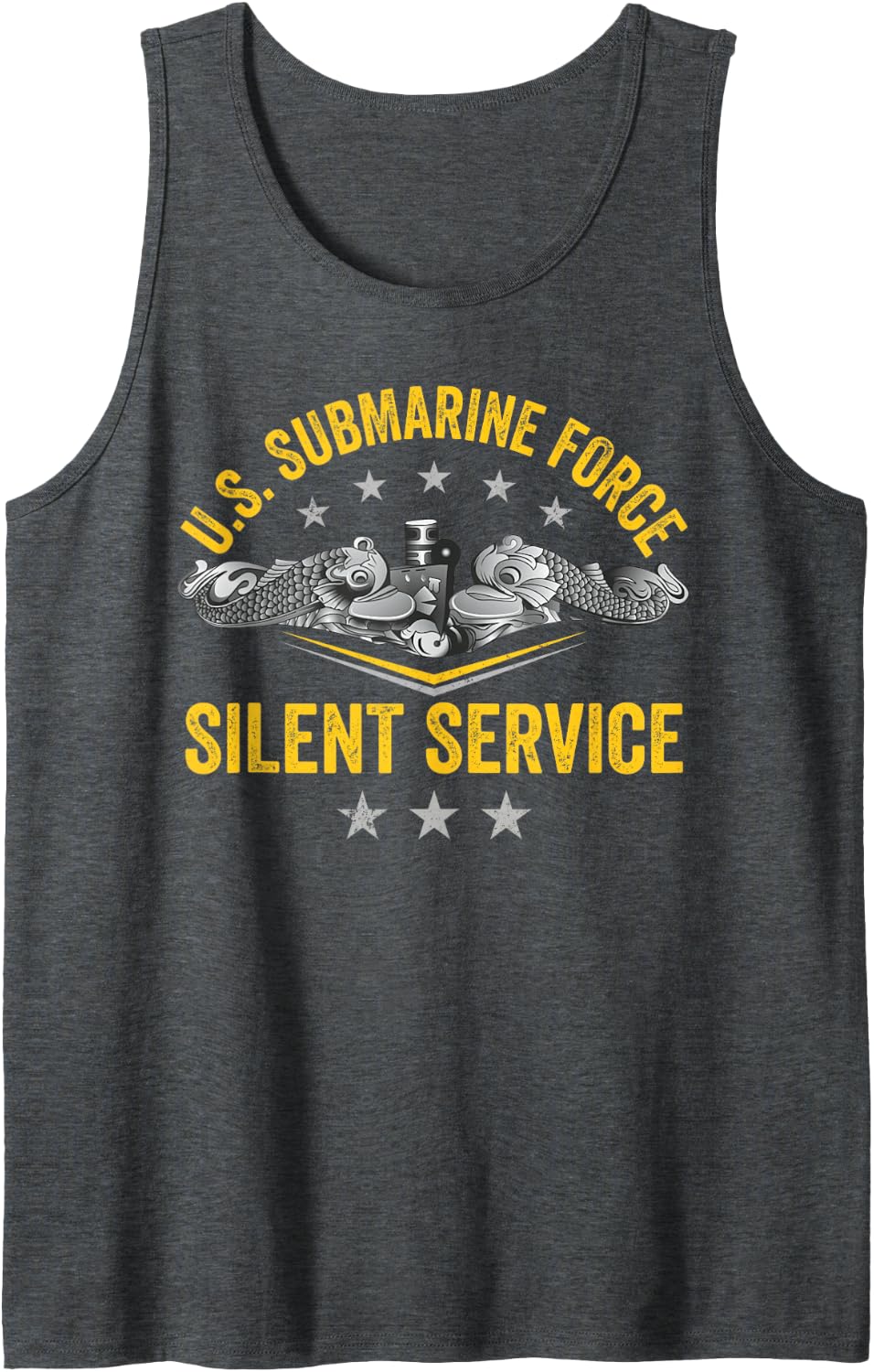 U.S Submarine Force Silent Service Patriotic Veterans Day Sleeveless Tank Top - Dark Heather Grey