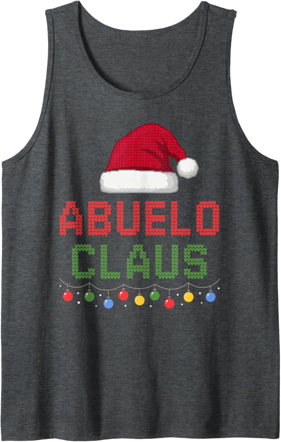 Funny Abuelo Claus Ugly Christmas Knit Matching Family Men Sleeveless Tank Top - Dark Heather Grey