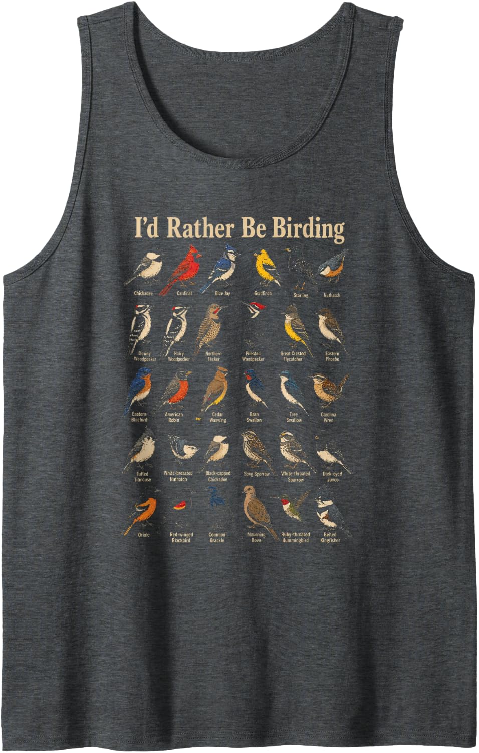 Bird Watching I'd Rather Be Birding Tank Top - Dark Heather Grey