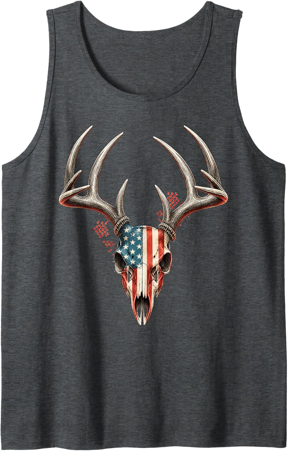 Whitetail Deer Hunting Rack Buck Hunter Tank Top - Dark Heather Grey