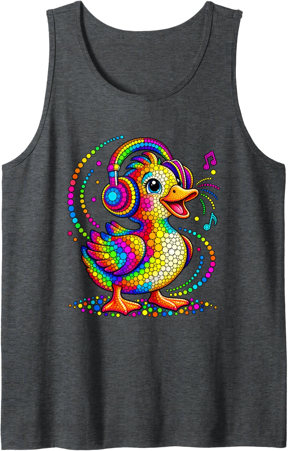 Funny Duck Dots Art Animal Lovers Boys Girls Students Sleeveless Tank Top - Dark Heather Grey