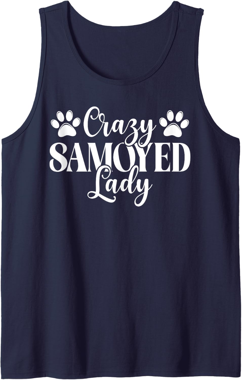 Crazy Samoyed Lady Samoyed Tank Top - Navy Blue