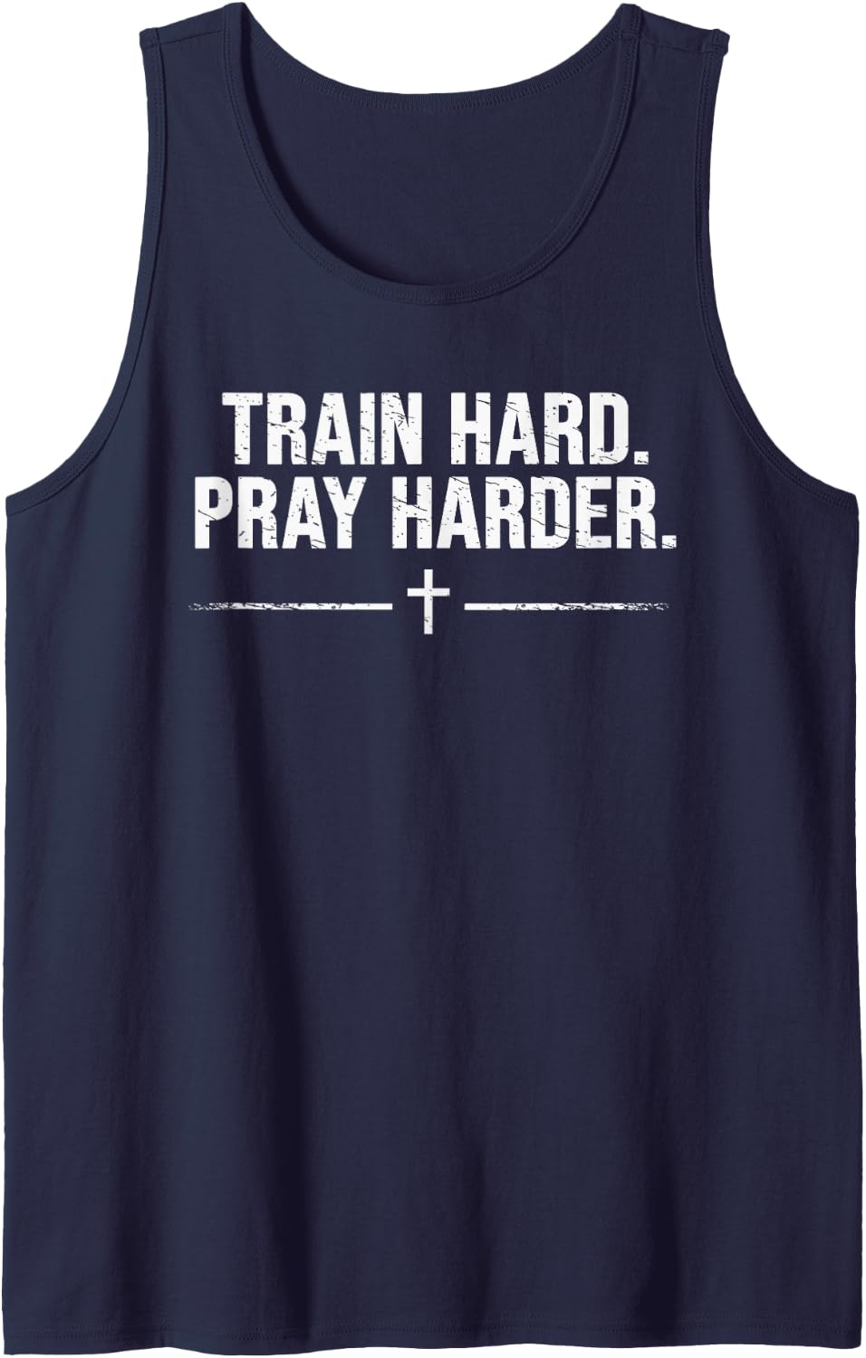 Train Hard Pray Harder Christian Gym Sleeveless Tank Top - Navy Blue