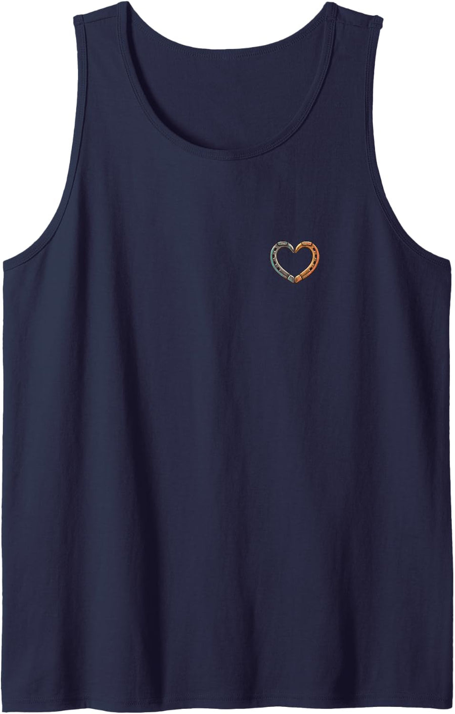 Horseshoe Heart Cute Minimalist Equestrian Sleeveless Tank Top - Navy Blue