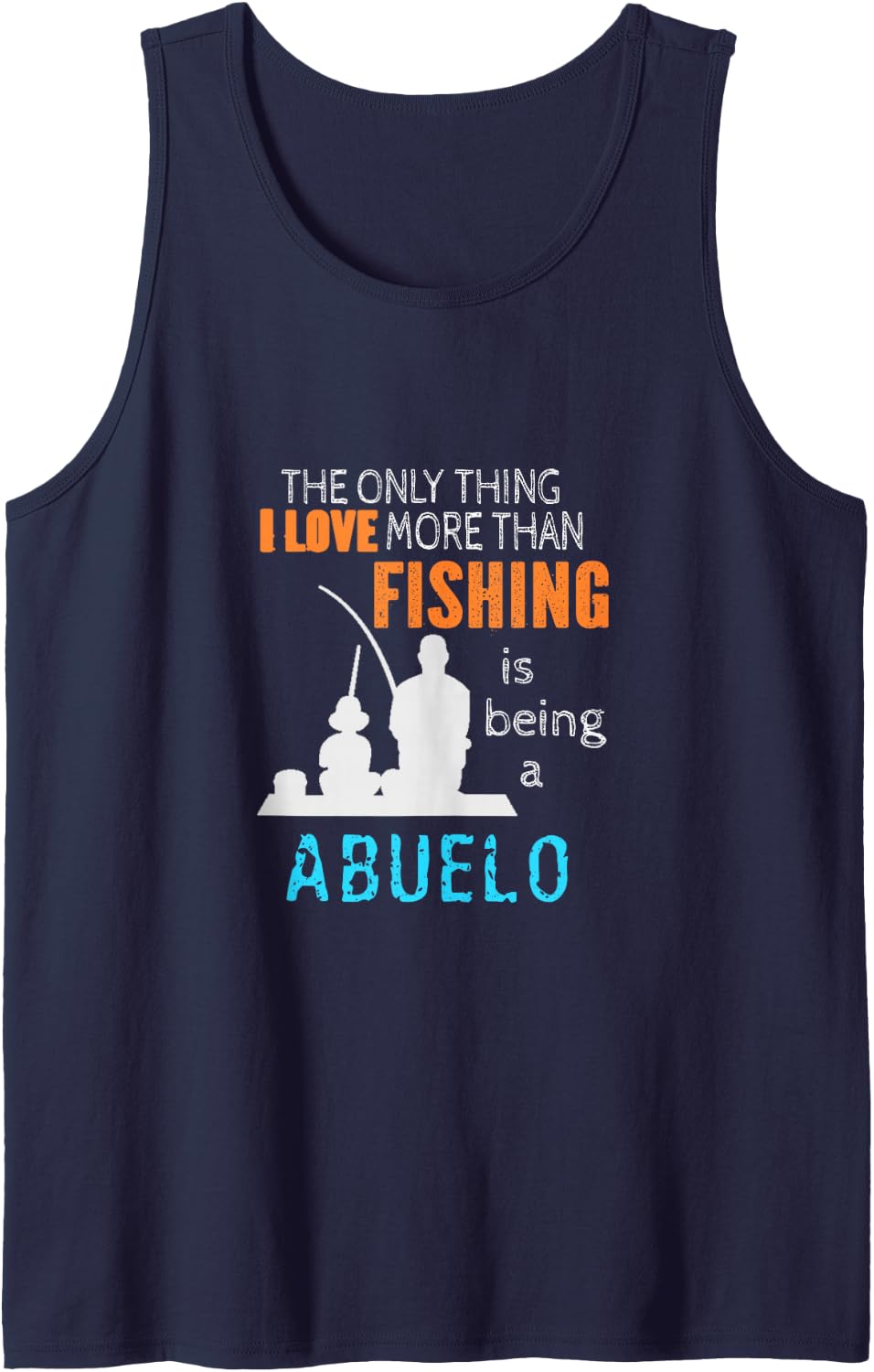 Men's More Than Love Fishing Abuelo Mexican Spanish Grandpa Sleeveless Tank Top - Navy Blue