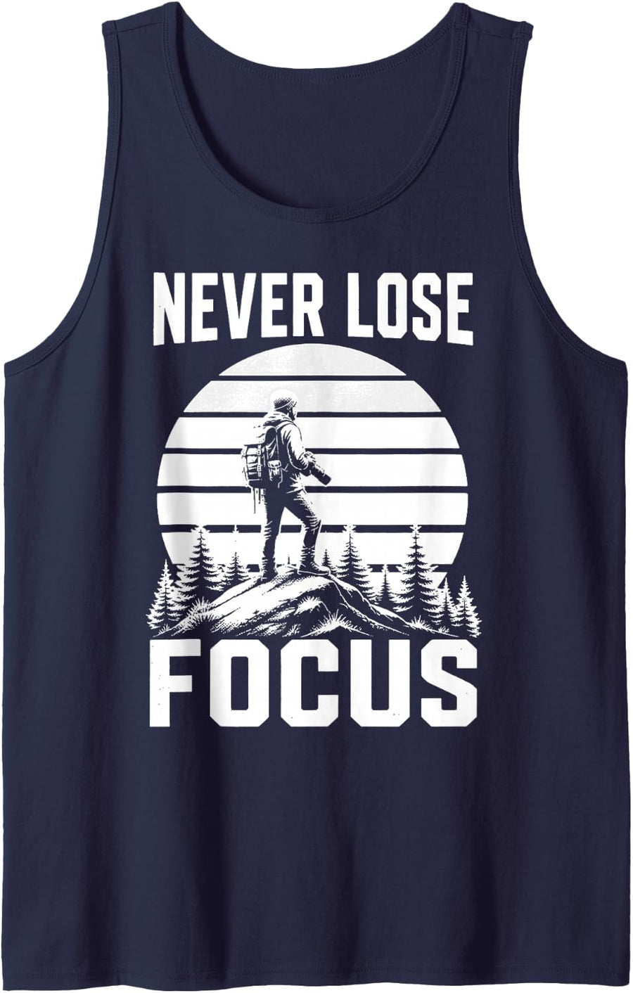 Vintage Photography Camera Outdoors Photographer Sleeveless Tank Top - Navy Blue