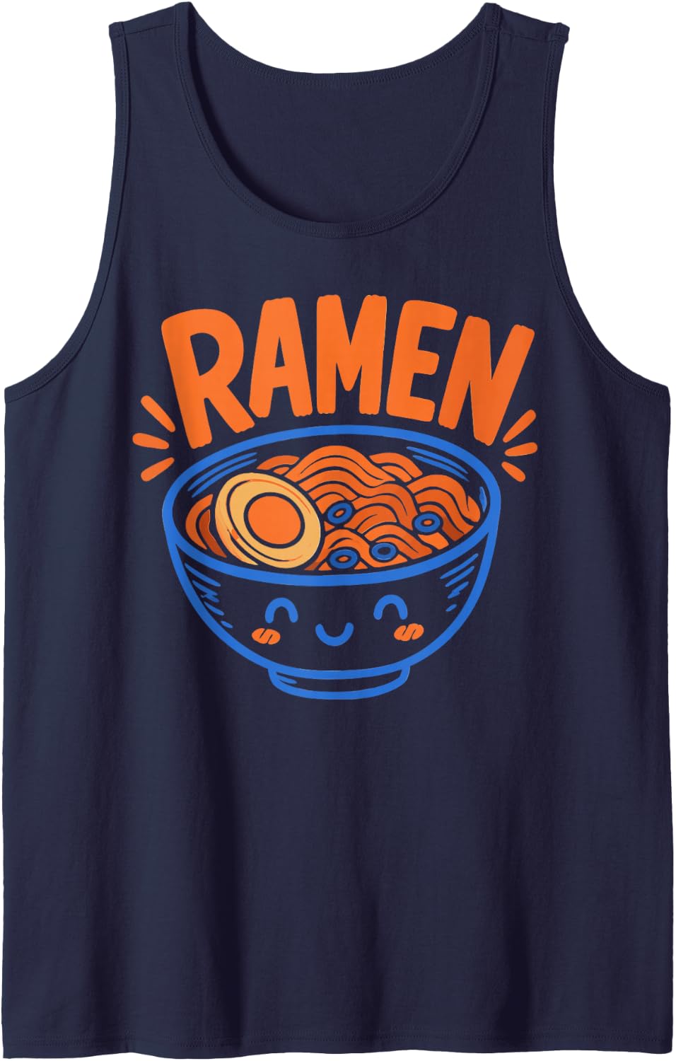 Cute Ramen Japanese Noodles Sleeveless Tank Top - Navy Blue