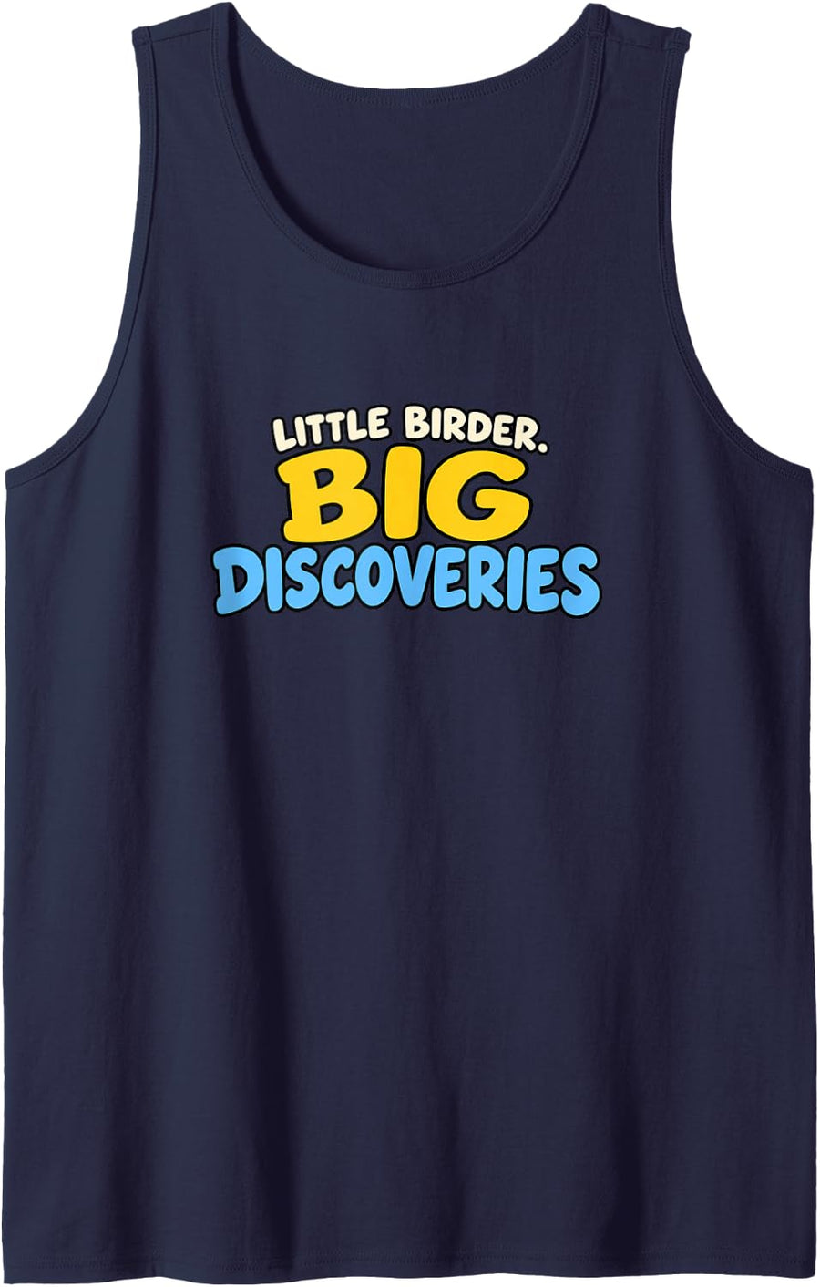 Youth Bird Watching Little Birder Big Discoveries Sleeveless Tank Top - Navy Blue