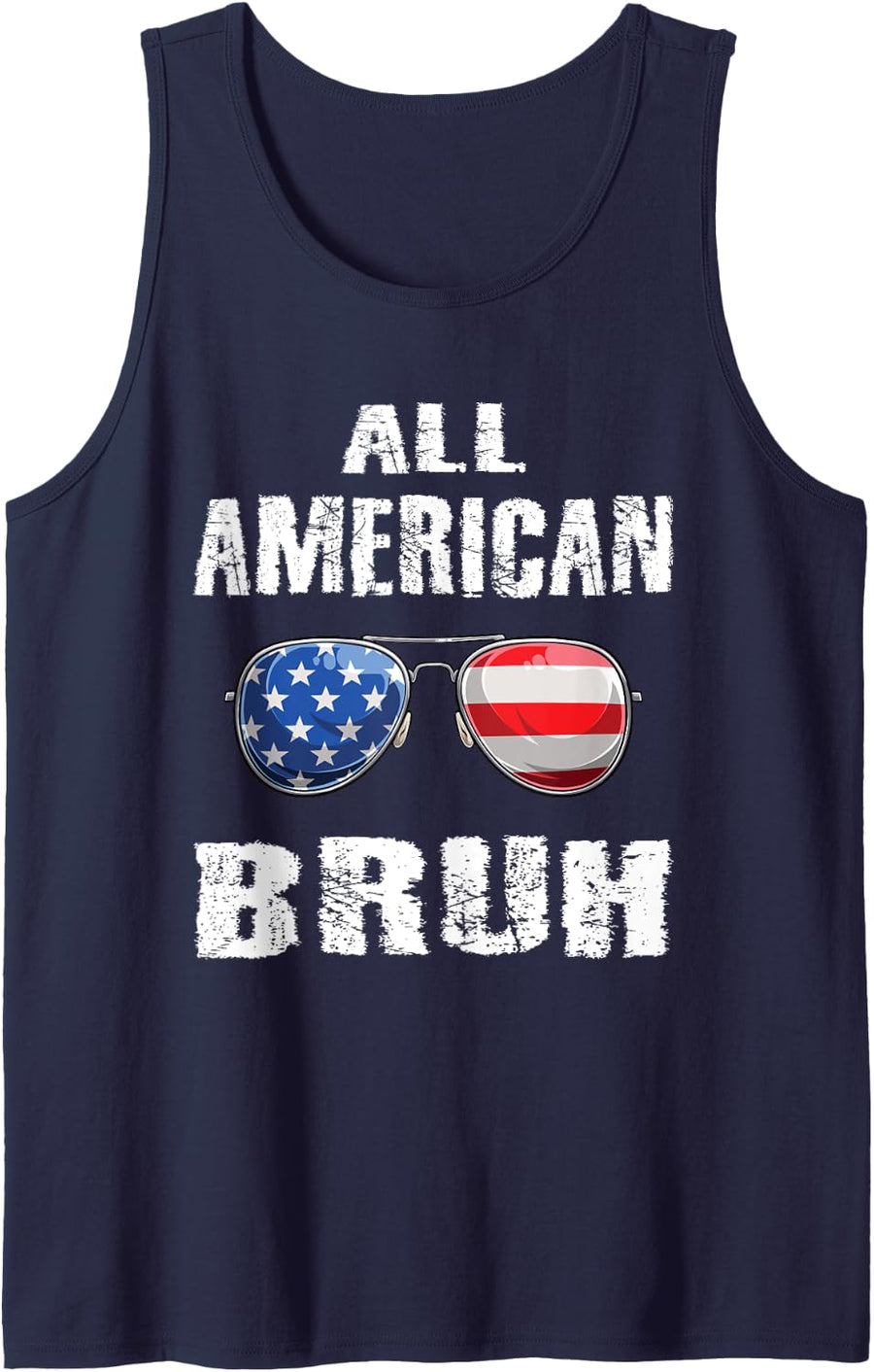 All American Bruh 4th of July Boys Patriotic Teens Tank Top - Navy Blue