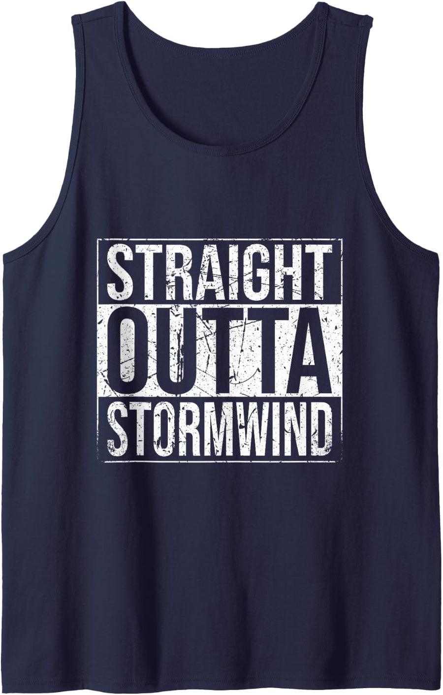 Straight Outta Stormwind Funny WoW Alliance Gamer Vintage Sleeveless Tank Top - Navy Blue