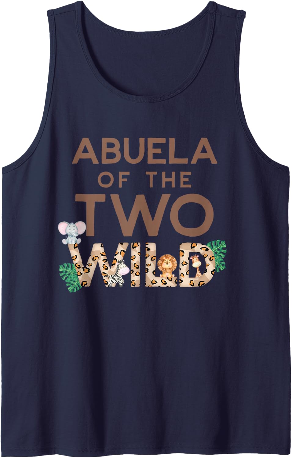 Abuela of The Two Wild Animal Safari 2nd Birthday Theme Sleeveless Tank Top - Navy Blue