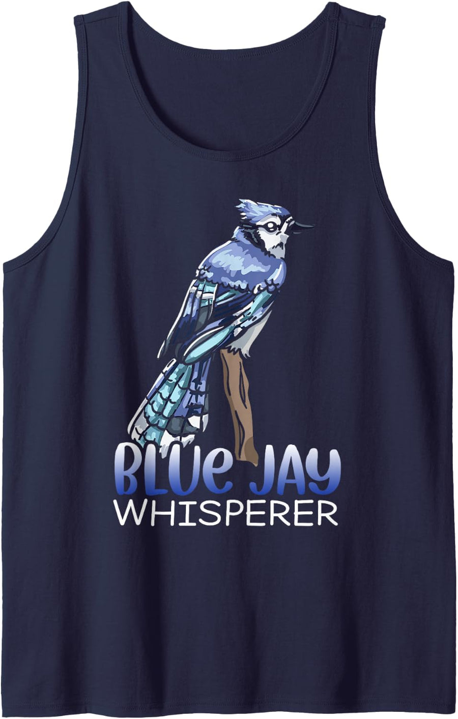 Blue Jay Whisperer Birdwatching Blue Bird Watching Binocular Sleeveless Tank Top - Navy Blue