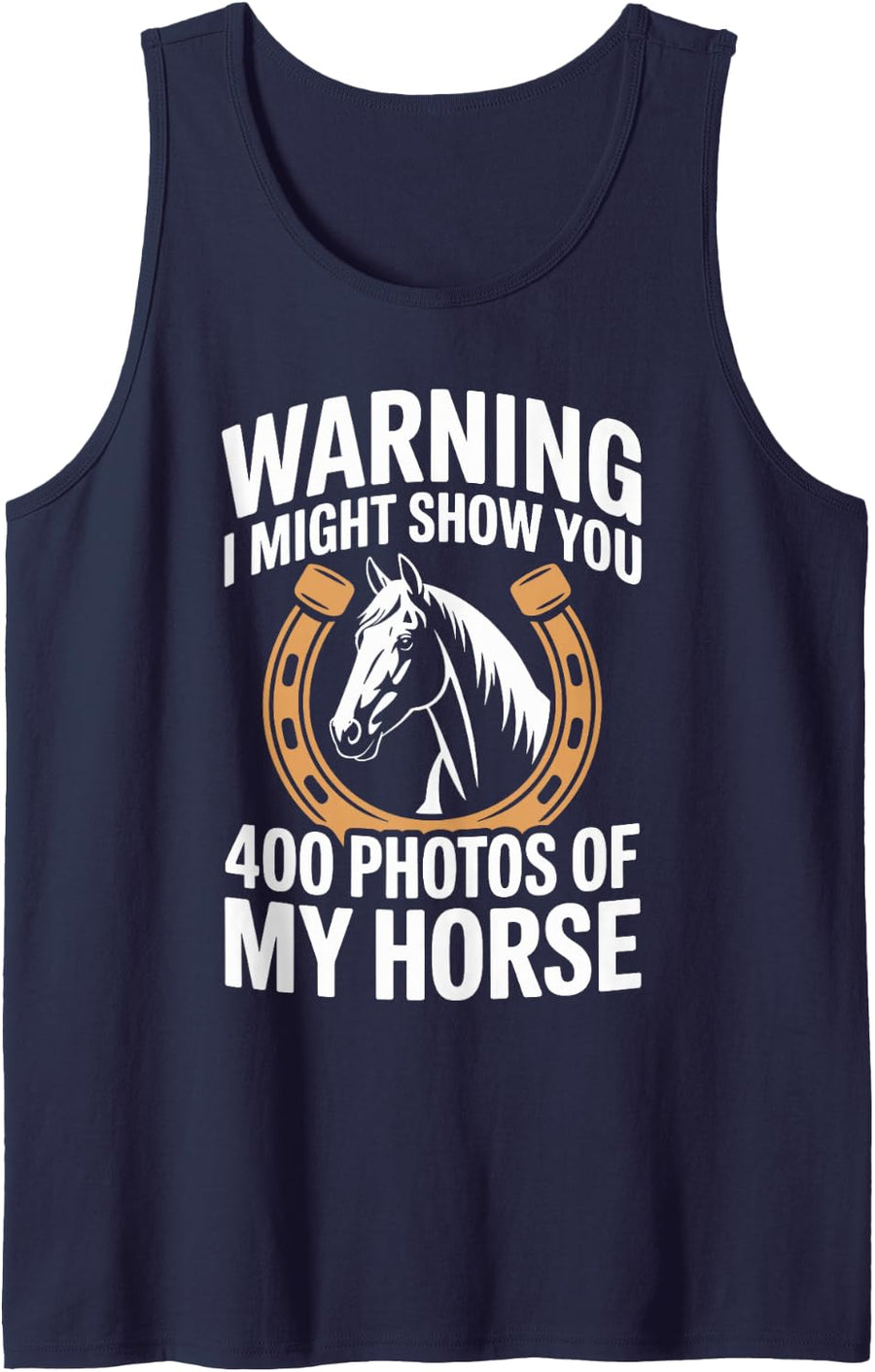 Warning I Might Show You Funny Horseback Riding Sleeveless Tank Top - Navy Blue