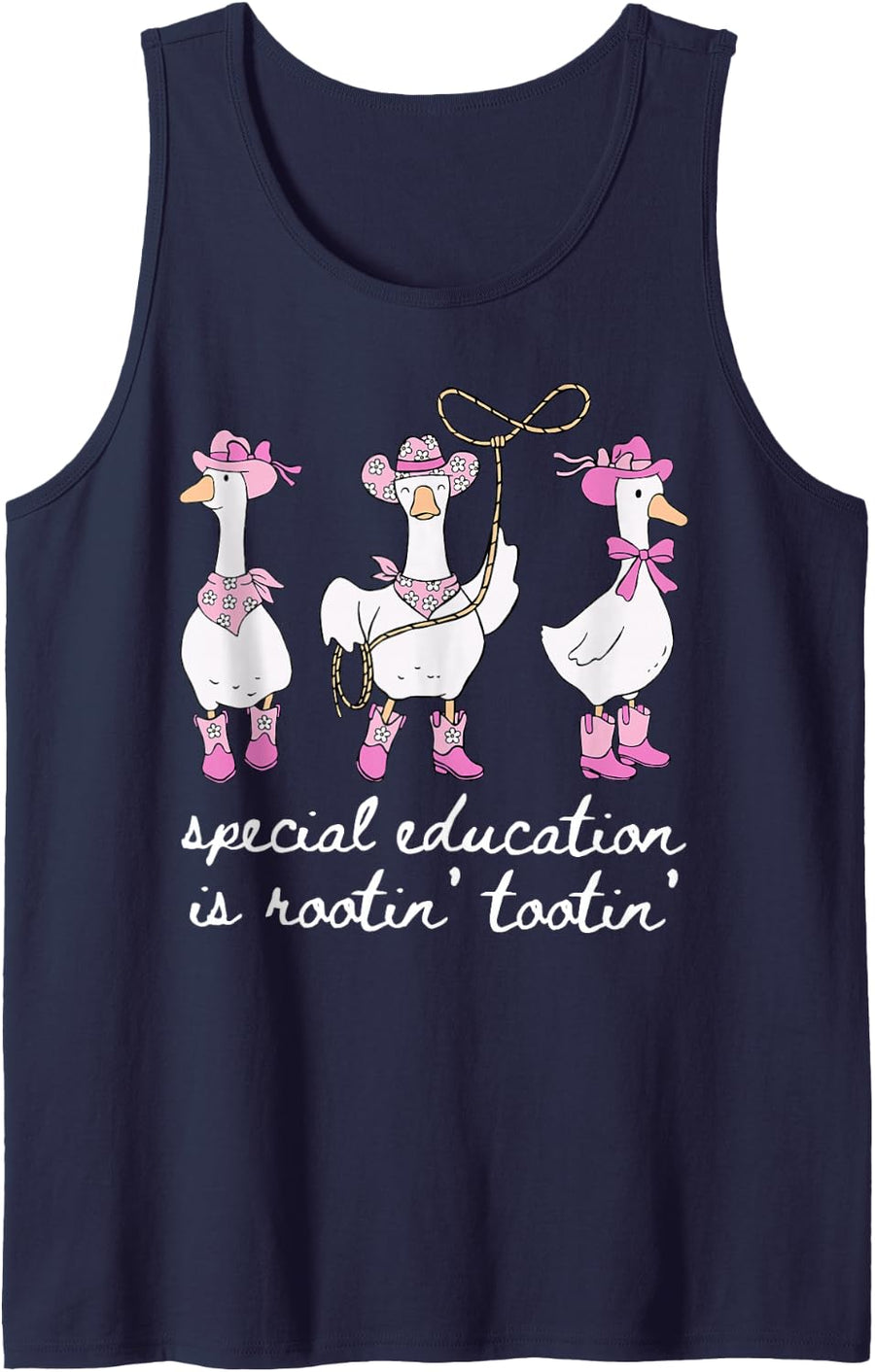 Special Education is Rootin' Tootin' Cowgirl Goose SPED Sleeveless Tank Top - Navy Blue