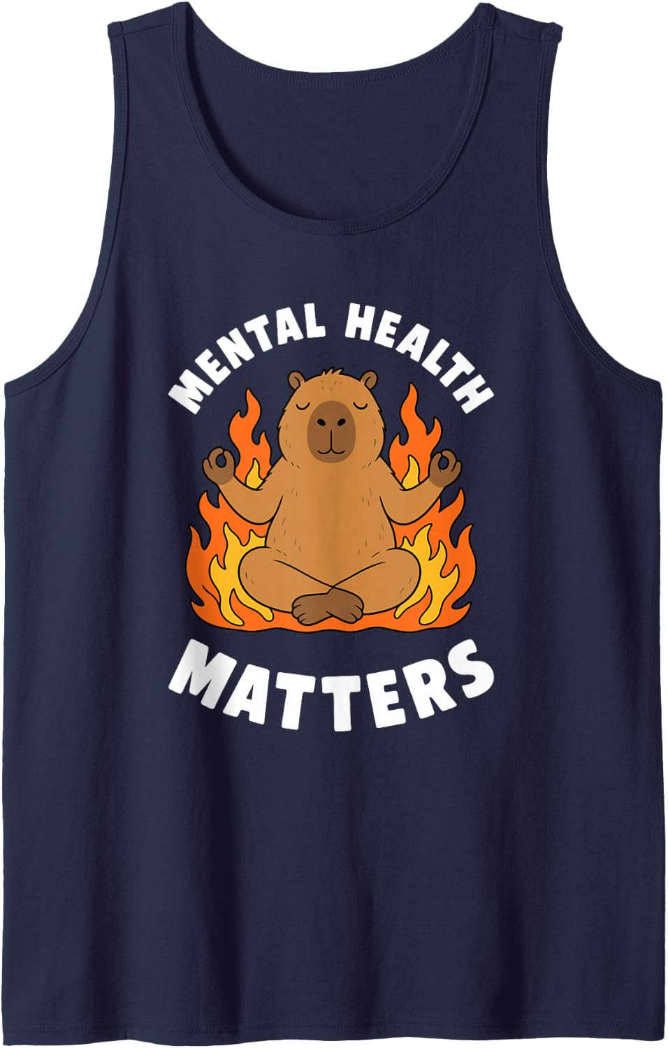 Mental Health Matters Cute Capybara Mental Health Awareness Sleeveless Tank Top - Navy Blue