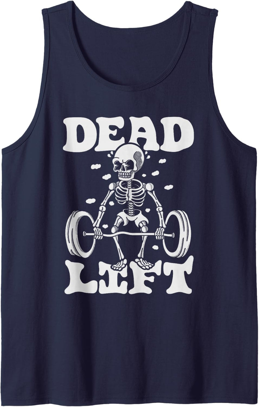 Deadlift Funny Halloween Skeleton Weight Lifting Workout Sleeveless Tank Top - Navy Blue