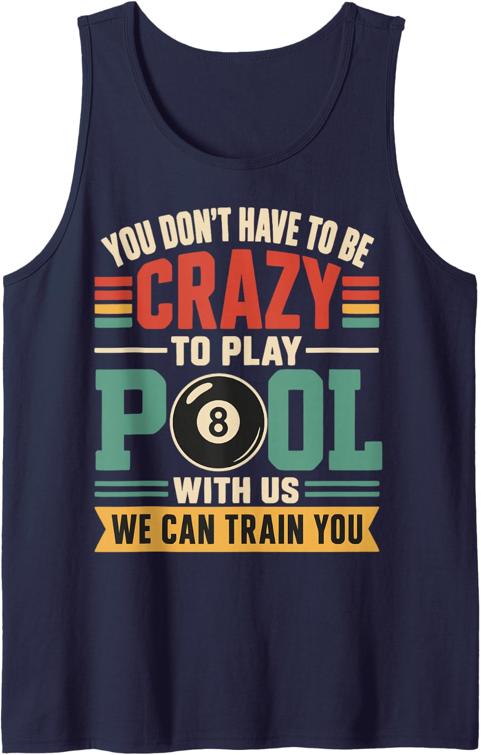 Vintage Billiards Team Group Crew Pool Player Sleeveless Tank Top - Navy Blue
